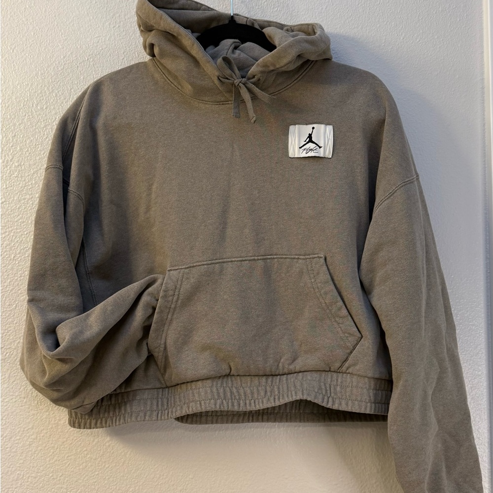 Nike Air Jordan Cropped Hoodie Streetwear fleece oversized  Army Green (M)